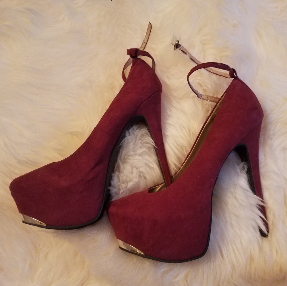 Burgundy stiletto platform women 8 gorgeous heels!